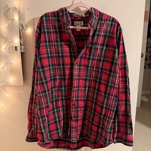 L.L.Bean Red Tartan Flannel Shirt Men’s XL Long Sleeve